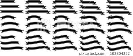 Vector illustration set of monochrome ribbons Vector illustration set of monochrome ribbons 102804232