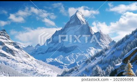 Bright clean white snowy mountain 102806066