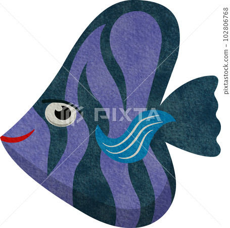 Freshwater angelfish cartoon watercolor 102806768