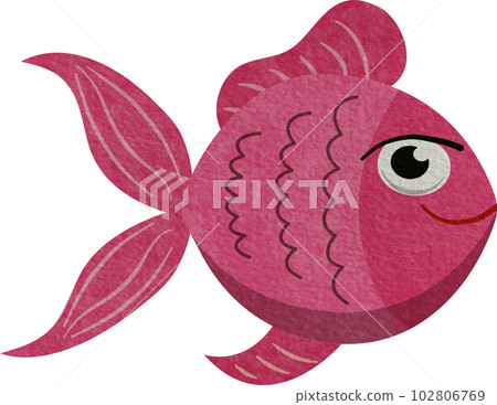 Golden angelfish cartoon watercolor 102806769