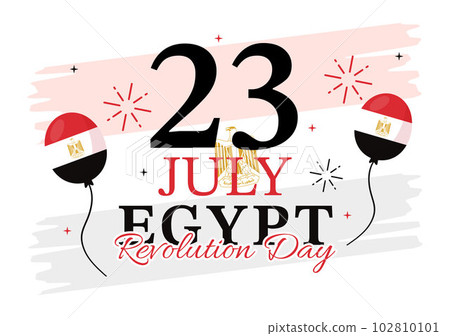 Egypt Revolution Day Vector Illustration on July 23 with Waving Flag Background in National Holiday Flat Cartoon Hand Drawn Landing Page Templates 102810101