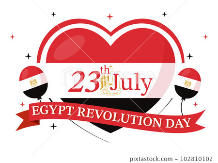 Egypt Revolution Day Vector Illustration on July 23 with Waving Flag Background in National Holiday Flat Cartoon Hand Drawn Landing Page Templates 102810102