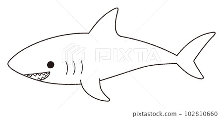 鯊魚的矢量線描插圖 102810660