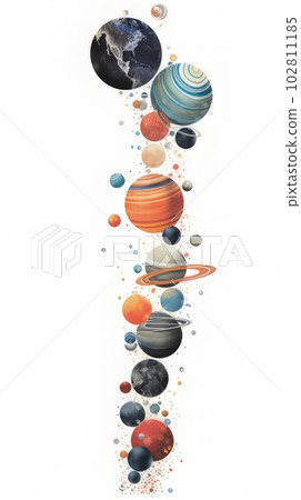 Illustration of planets in space, Generative AI AI image Illustration of planets in space, Generative AI AI image 102811185