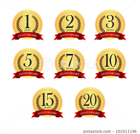 Gold/Gold anniversary medal icon illustration set (anniversary/anniversary) / 1st to 20th anniversary 102811196