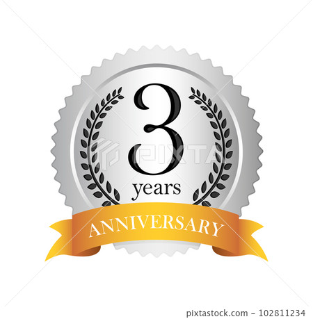 Silver/Silver Anniversary medal icon illustration (Anniversary/Anniversary) / 3rd anniversary 102811234