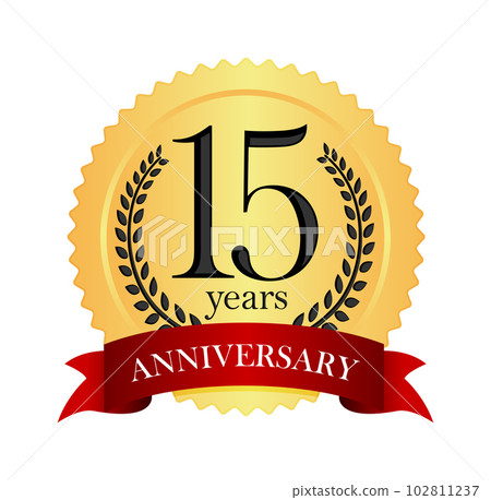 Gold/gold anniversary medal icon illustration (anniversary/anniversary) / 15th anniversary 102811237