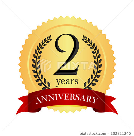 Gold / gold anniversary medal icon illustration (anniversary / anniversary) / 2nd anniversary 102811240