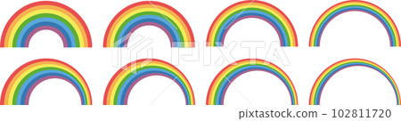Vector illustration set of arched seven-color rainbow 102811720