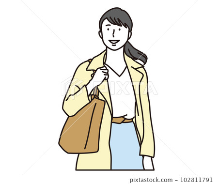 A woman walking on a coat 102811791