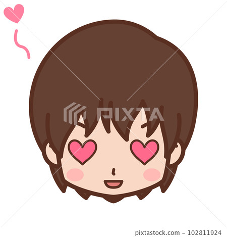 人臉/表情圖標（眼睛變成心痕）/男/年輕[6] 102811924