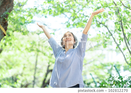 Fresh green senior woman growing refreshed 102812270