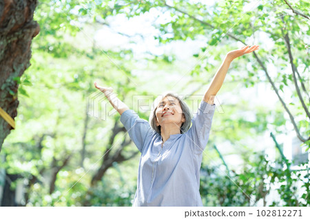 Fresh green senior woman growing refreshed 102812271