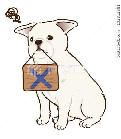 French bulldog with cross mark (white) French bulldog with cross mark (white) 102812381