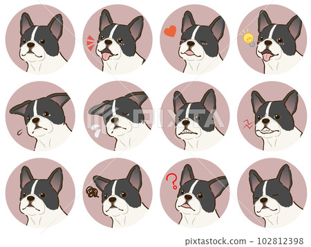 French bulldog facial expression icon set (pied) French bulldog facial expression icon set (pied) 102812398