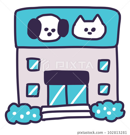 狗貓動物醫院大樓的可愛插圖 102813281