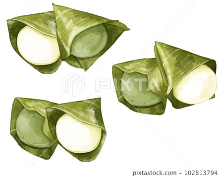 手繪水彩竹年糕(白年糕、草年糕)插畫一點線組 手繪水彩竹年糕(白年糕、草年糕)插畫一點線組 102813794