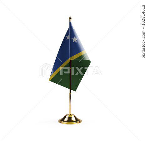 Small national flag of the Solomon on a white background 102814612