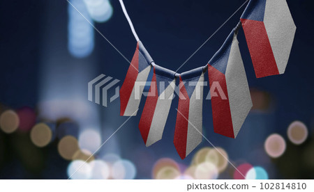 A garland of Czechia national flags on an abstract blurred background A garland of Czechia national flags on an abstract blurred background 102814810