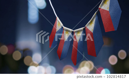 A garland of Philippines national flags on an abstract blurred background 102814817