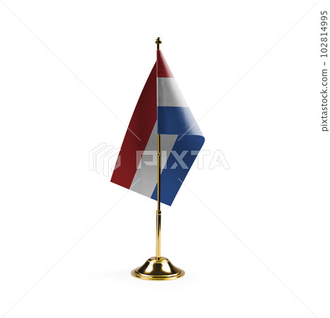 Small national flag of the Paraguay on a white background 102814995