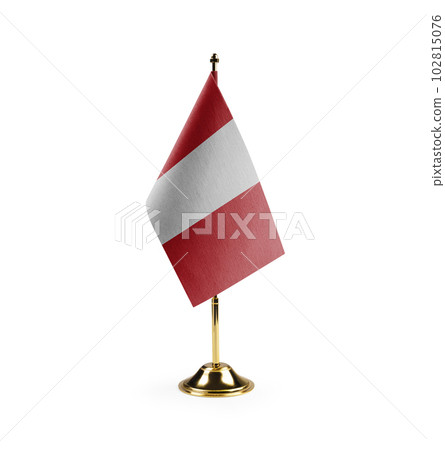 Small national flag of the Peru on a white background 102815076