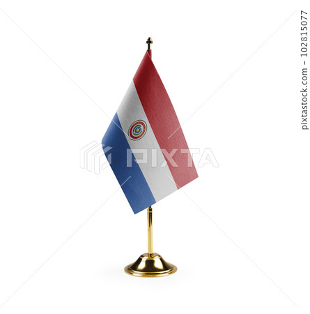 Small national flag of the Paraguay on a white background 102815077