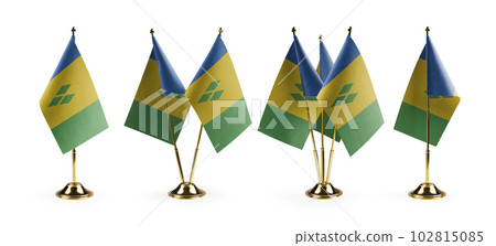 Small national flags of the Saint Vincent on a white background 102815085