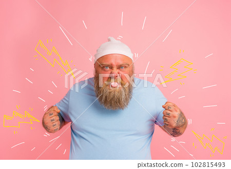 Angry man acts with pacifier like a child a baby Angry man acts with pacifier like a child a baby 102815493