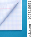 White Paper sheet background  isolated on blue, close up  102816651