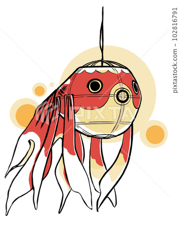 A goldfish lantern lit against a background of rows of lights, brush-painted and matte-painted A goldfish lantern lit against a background of rows of lights, brush-painted and matte-painted 102816791
