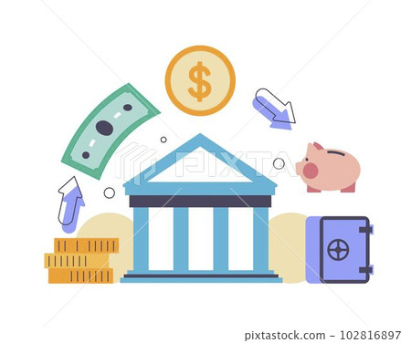 Business process, money earning and saving vector Business process, money earning and saving vector 102816897