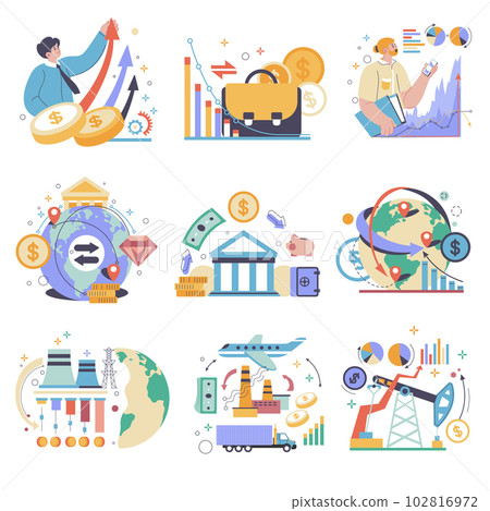 Macroeconomics and money crisis management vector Macroeconomics and money crisis management vector 102816972
