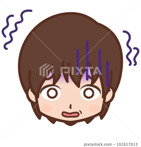 臉/面部表情圖標（害怕/蒼白）/男性/年輕[6] 102817813