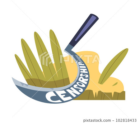 Prohibition of Independent Media with Scythe Cutting Grass Vector Illustration 102818433