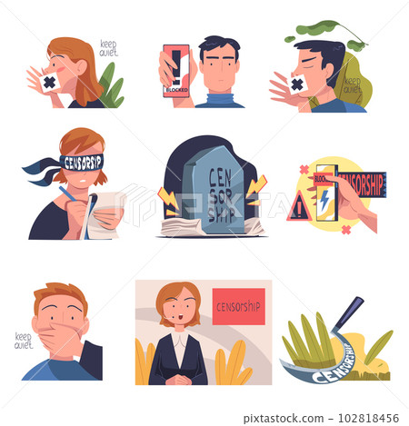 Prohibition of Independent Media with Press Suppress and Restriction Vector Set 102818456