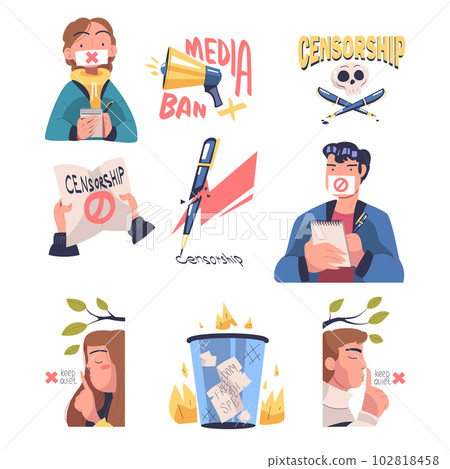Prohibition of Independent Media with Press Suppress and Restriction Vector Set 102818458