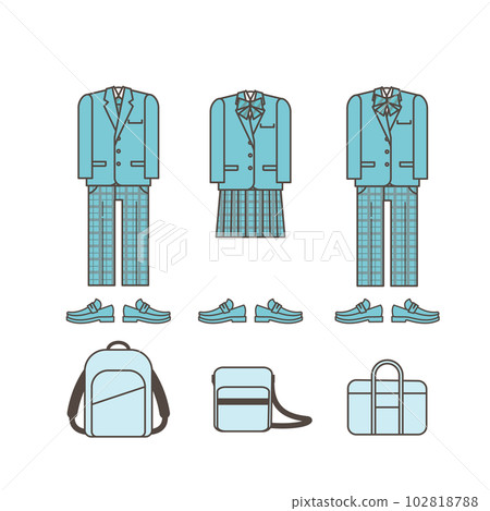 校服和學生包圖標簡單插圖集素材 校服和學生包圖標簡單插圖集素材 102818788