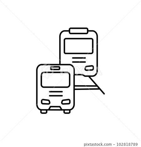 Bus and train front view icon in different style vector illustration. two colored and black train front view vector icons designed in filled, outline, line and stroke style can be used for web Bus and train front view icon in different style vector illustration. two colored and black train front view vector icons designed in filled, outline, line and stroke style can be used for web 102818789