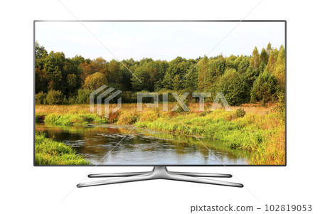 Smart TV screen isolated with nature wallpaper 102819053