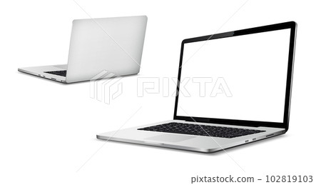 Laptop front and back side mockup isolated on white background 102819103
