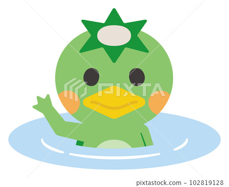 Vector illustration of a kappa in the water / Japanese monster / Summer test of courage / haunted house Vector illustration of a kappa in the water / Japanese monster / Summer test of courage / haunted house 102819128