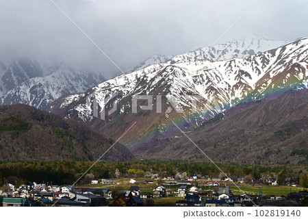 Spring in Shinshu Rainbow over the Northern Alps 102819140