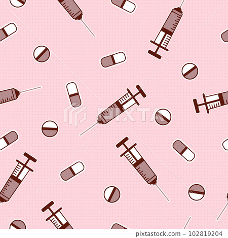 seamless pink pattern medicine syringes and pills vector 102819204