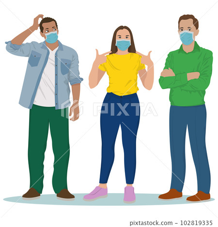 masked young people in a public places 102819335
