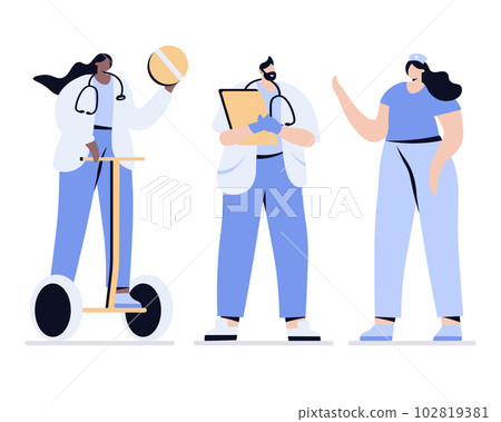 medical man people vector doctors and nurses doctor on segway with tablet 102819381
