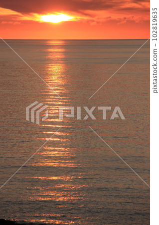 The sea shining in the sunset The sea shining in the sunset 102819635