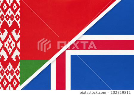 Belarus and Iceland, symbol of country. Belarusian vs Icelandic national flags 102819811