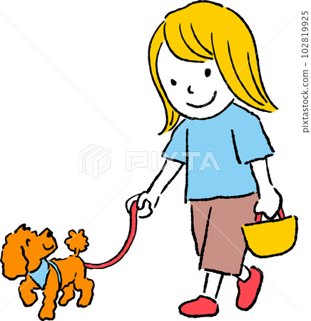 Child and dog Fun walk 102819925