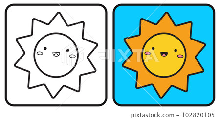 Coloring book for children. Happy sun outline. Vector clipart. Vector illustration. 102820105